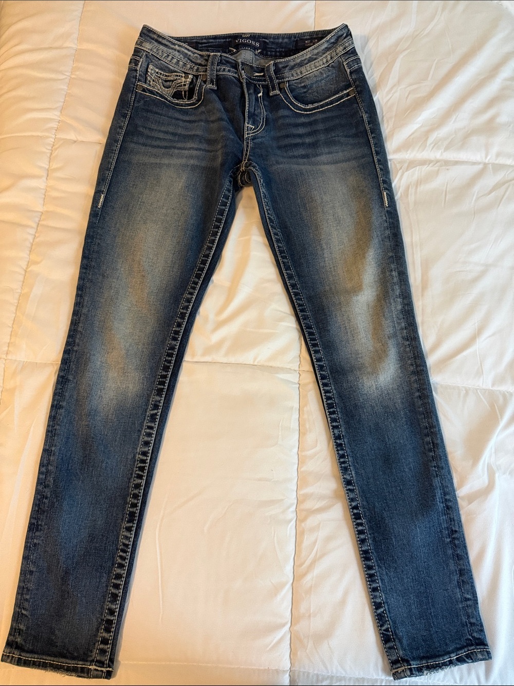 Vigoss Women's Washed Blue Skinny Stretch Jeans - Picture 4 of 9